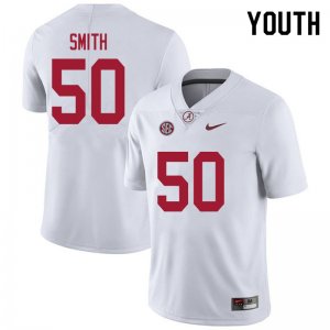 NCAA Youth Alabama Crimson Tide #50 Tim Smith Stitched College 2020 Nike Authentic White Football Jersey IP17W41OY